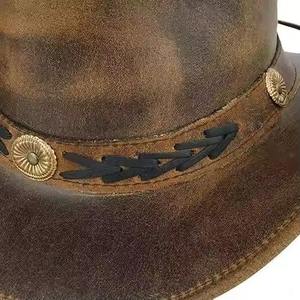 Chapeaux de cowboy rayés en paille de sel de style occidental sur mesure de haute qualité pour femme adulte, parfaits pour la plage et l'hiver, les plus respirants, fournisseur - Product Image 4