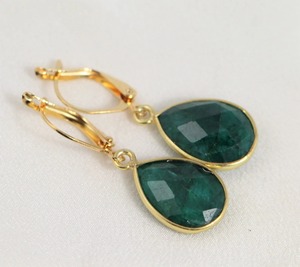 Pendientes de Plata con Esmeralda Natural en Forma de Pera, Joyería de Piedra de Nacimiento de Mayo, Estilo Lever-Back para Mujer - Product Image 6
