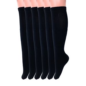 Calzini sportivi a tubo da donna e da uomo, 6 paia, in cotone, al ginocchio, taglia dalla 9 alla 15 - Product Image 1