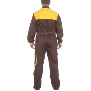 Combinaison de travail pour homme, manches longues, marron jaune, fermeture éclair intégrale, plusieurs poches, anti-poussière, uniforme en coton - Product Image 2