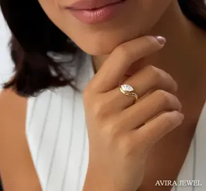 Anillo de Compromiso de Diamante Moissanite Premium EF VVS para Mujer, Plata 925, Corte Marquesa, Sin Níquel, Sin Plomo, Joyería Nupcial al por Mayor - Product Image 2