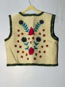 Hand Embroidered Floral Vest: Striped Boho Suzani Waistcoat, festival <b>Hippie</b>, Folk Art <b>Jacket</b>, Handmade - Product Image 6