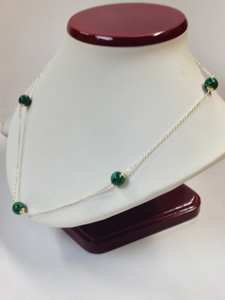 Collier en malachite, argent sterling 925 massif et or jaune 14 carats, bijoux en pierres précieuses pour femmes, cadeau - Product Image 3