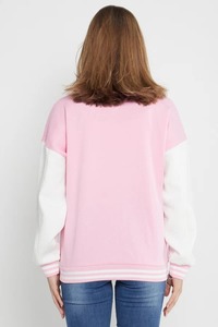 Light Blue Varsity <b>Jacket</b> With Letter A Logo Front Full Sleeve Turn-down Collar <b>Women's</b> <b>Jacket</b> Autumn Style - Product Image 4