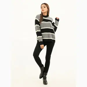 Combo Color Knitted Sweaters for Woemns Autumn Custom Made Casual Wear Breathable Sweaers OEM