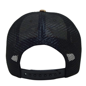 Casquette Trucker 6 Panneaux en Maille Noire avec Broderie 3D, Visière Courbe, Coutures Contrastantes, Boucle Simple en Plastique et Camouflage Vert - Product Image 6