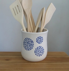Glossy Porcelain Ceramic Utensil Holder Rounded Belly Design Smooth Finish High <b>Fired</b> Durable Kitchen Counter Storage Organizer - Product Image 6
