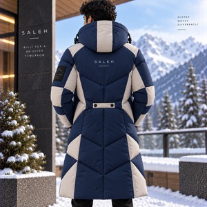 Premium <b>Men's</b> <b>Long</b> <b>Puffer</b> <b>Coat</b> Winter Thick Quilted Jacket Warm Windproof Water Resistant Custom OEM ODM Manufacturer - Product Image 2