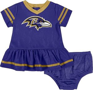 Robe en jersey pour bébé fille Chicago Bears avec bloomers, tenue de sport à thème football en maille marine - Product Image 4