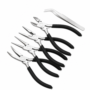 MANAN INSTRUMENTS Stainless Steel Jewelry Pliers Set <b>Black</b> Handles for DIY Crafting Tools 5 Pieces Including Tweezers for <b>Ring</b> - Product Image 1