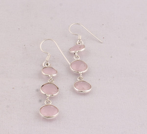 Pendientes de Cuarzo Rosa Natural, Plata de Ley 925, Estilo Victoriano Vintage, Pendientes Colgantes con Piedras Preciosas Rosas, Joyería al por Mayor - Product Image 2