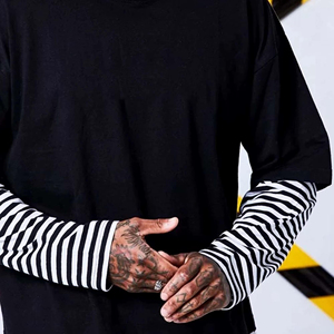 Custom Men T <b>Shirts</b> Blank Double Layer Sleeve Tee <b>Shirt</b> Unisex Double Layer Long Sleeve <b>Patchwork</b> Men's T-<b>shirts</b> - Product Image 3