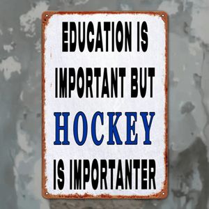 CIFbuy Targa Decorativa Vintage in Metallo da Parete - L'Istruzione è Importante, il Hockey è Ancora Più Importante - Decorazione per Bar Sportivi, Club, Caffè - Servizio di Consegna - Product Image 5