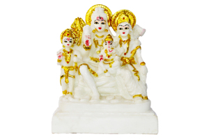 White <b>Gold</b> Marble Dust Shiv Pariwar <b>Statue</b> Handmade Molded Durable Religious Figure Traditional Decor Tabletop Display Diwali - Product Image 2