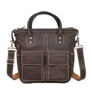 Sac de bureau pour homme en cuir véritable de haute qualité, mallette de voyage pour ordinateur portable, fermeture éclair OEM, sangle simple, logo personnalisé - Product Image 6