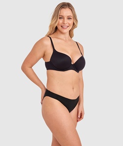 Sujetador sin aros de copa completa para mujer, negro liso, espalda cruzada, push-up, tirantes ajustables, cierre trasero, tejido de Spandex/Nylon, ecológico - Product Image 5