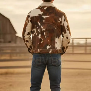 Chaqueta de Cuero con Pelo para Hombre, Diseño de Lujo, Transpirable y Ecológica, con Logotipo Frontal, de Alta Calidad, en Oferta - Product Image 5