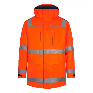 <b>Hi</b>-<b>Vis</b> <b>Orange</b> Safety <b>Jacket</b> Reflective Tape Removable Hood Workwear Waterproof Anti-Wrinkle Plus Size Unisex CE Certified - Product Image 1