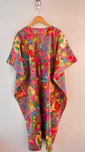 Nouvelle collection d'été, kaftan en coton imprimé à la main, robe de nuit pour femmes, kaftan en pur coton, kaftan imprimé indien - Product Image 4