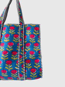 Sac fourre-tout bohème en coton brodé avec motif floral, sac de shopping pour femme toutes saisons, fermeture ouverte - Product Image 5