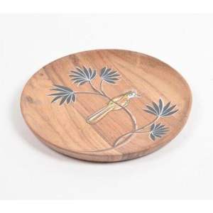 Plateau en bois de manguier durable avec impression émaillée personnalisée, plateau de service décoratif ovale pour noix, fruits et en-cas, assiette émaillée - Product Image 3