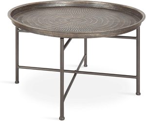 โต๊ะกาแฟทรงกลมสีทองหรูหราทันสมัย ดีไซน์ลายฉลุโลหะ โต๊ะกลางห้องนั่งเล่น โต๊ะสำนักงานลายปะการัง - Product Image 4