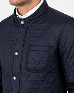 Navy Blue Quilted <b>Jacket</b> <b>Men</b> <b>Lightweight</b> Diamond Stitch Winter <b>Jacket</b> Premium Casual Outerwear Stylish Snap Button <b>Jacket</b> Modern - Product Image 4