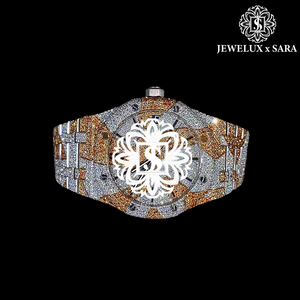Montre de luxe de qualité supérieure entièrement sertie de diamants blancs pour cadeaux, célébrations et occasions spéciales, disponible au meilleur prix - Product Image 4