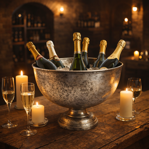 Offre d'usine : Bol à glace en argent antique, refroidisseur de boissons en métal artisanal de qualité supérieure pour hôtels de luxe et événements extérieurs - Product Image 2