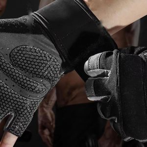 <b>Half</b> Finger Gym Fitness Gloves Breathable Mesh Neoprene Adjustable Wrist Strap Non <b>Slip</b> Weight Lifting Workout Training Gloves - Product Image 6
