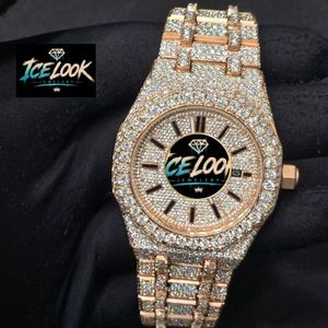 นาฬิกาข้อมือผู้ชาย ICELOOK รุ่นหรูหรา ขนาด 41 มม. กระจกแซฟไฟร์ ระบบควอตซ์ ประดับเพชรโมอิสซาไนต์ สายสแตนเลสสตีล กันน้ำ - Product Image 4