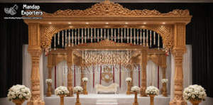 ศาลาแต่งงานไม้สไตล์พระราชวังหรูหรา ขายส่ง ศาลาฮินดูแกะสลักลายพระพิฆเนศแบบราชวงศ์ ศาลาพิธีแต่งงานสีงาช้างแบบมหาราชา สหรัฐอเมริกา - Product Image 2