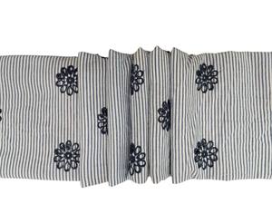 Tela de Algodón Peinado Ligero de Primera Calidad, con Rayas Azul Marino y Blancas, Bordada, para Vestidos o Kurtis - Product Image 4