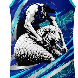 Personalized Sheep Shearing Singlet Custom Printed Performance Apparel Sublimation Workwear For Teams - Product Image 6