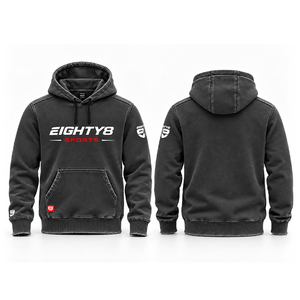 Felpa con Cappuccio Nera Vintage Premium Lavata, Personalizzabile con Logo, Oversize Stile Streetwear con Finitura Effetto Usurato - Product Image 2
