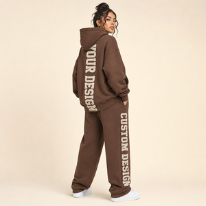 Conjunto de sudadera con capucha y pantalones deportivos extragrandes, chándal térmico de forro polar, conjunto de ropa urbana lisa, fabricante OEM de sudaderas con capucha - Product Image 2