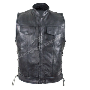 High Quality Genuine Leather Waterproof Breathable Casual <b>Winter</b> Motorcycle <b>Vest</b> Thick Leather for <b>Men</b> with Zipper Closure - Product Image 1
