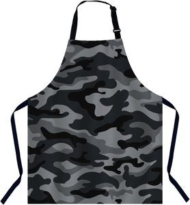 Tablier à bretelles noir et gris avec tour de cou réglable pour hommes et femmes, idéal pour la cuisine, la cuisson, le grillades - Product Image 1