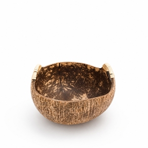 Bol en coquille de noix de coco fait main, brun naturel, avec poignées tressées, pour la décoration de la maison et la présentation à table - Product Image 3