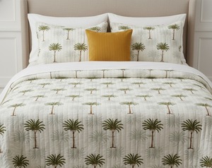 Juego de Edredón Moderno con Estampado de Palmeras y Diseño Bordado, Ropa de Cama de Algodón para Todas las Temporadas, Decoración del Hogar - Product Image 3