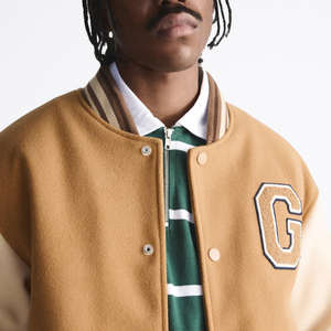 แจ็คเก็ตหนังวูลคุณภาพสูงสำหรับผู้ชาย สไตล์วาร์ซิตี้ ปักลายตัวอักษรด้านหน้า หนังฟอกสีสำหรับเบสบอล เลตเตอร์แมน - Product Image 6