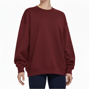 New Arrival Women's Anti-Pilling <b>Plain</b> <b>Sweatshirt</b> Solid Front Eco-Friendly Breathable Drop Shoulder Hip Hop Winter Lightweight - Product Image 1