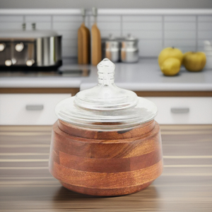 Vintage Wooden <b>Spice</b> <b>Jar</b> with Glass Lid Modern Design Kitchen Gadget for Seasoning Bottles Salt Cellar Sugar Bowl Pepper Box - Product Image 6