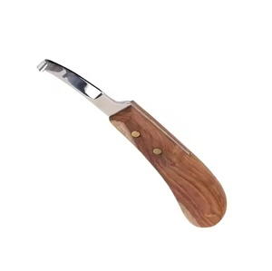 Farrier Hoof Knife StainlessSteel WoodHandle Ergonomic Horse Cattle Livestock Trimming Loop Blade Durable <b>Precision</b> <b>Tool</b> - Product Image 2