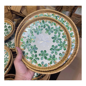 99 GOLD DATA Catarina Model Modern Floral Pattern Serving Tray Brushed Finish Dishwasher <b>Microwave</b> Safe Handles Residential - Product Image 6