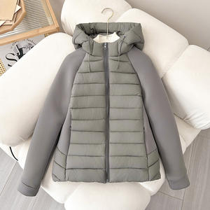 Veste courte matelassée à capuche surdimensionnée pour femme, en coton épais, avec manches patchwork, prix usine Chine-Bangladesh - Product Image 5