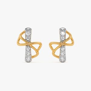 Pendientes de Oro Amarillo con Diamantes Cultivados en Laboratorio y Diseño de Cinta Trenzada en Cruz - Product Image 1