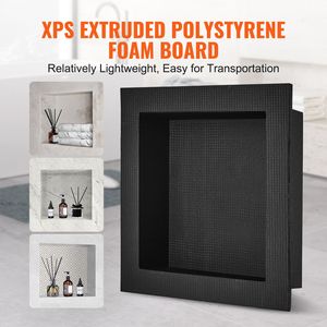 Nicchia doccia angolare quadrata a incasso da 16x16 pollici con ripiano singolo, pronta per l'installazione, sigillata, per bagno - Product Image 3
