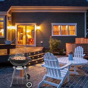 18in Enamel Charcoal BBQ <b>Kettle</b> Grill N001 Portable Outdoor <b>Barbecue</b> Adjustable Air Vent Lid for Garden Camping Backyard Cooking - Product Image 3