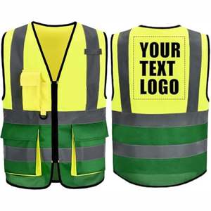High Visibility Modern Reflective Safety Vests 8 Pockets Zipper <b>apparel</b> Front Unisex Construction Clothing with low price - Product Image 4